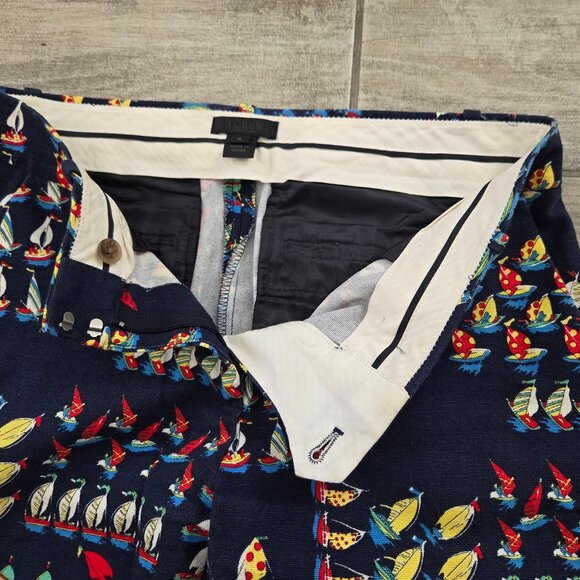 J. Crew Collection Cafe Regatta Canvas Sailboat Pattern Capri Pants Nautical 0 - Picture 6 of 8